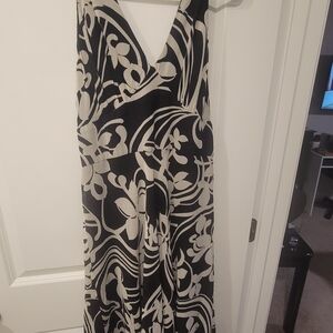 Maggy London Black and Cream Floral Maxi Dress